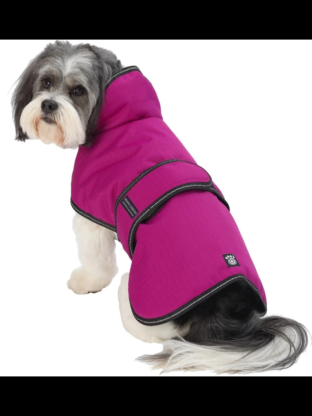 Magenta Waterproof Dog Coat with Reflective Trim